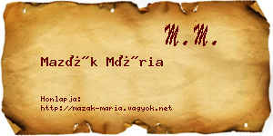 Mazák Mária névjegykártya